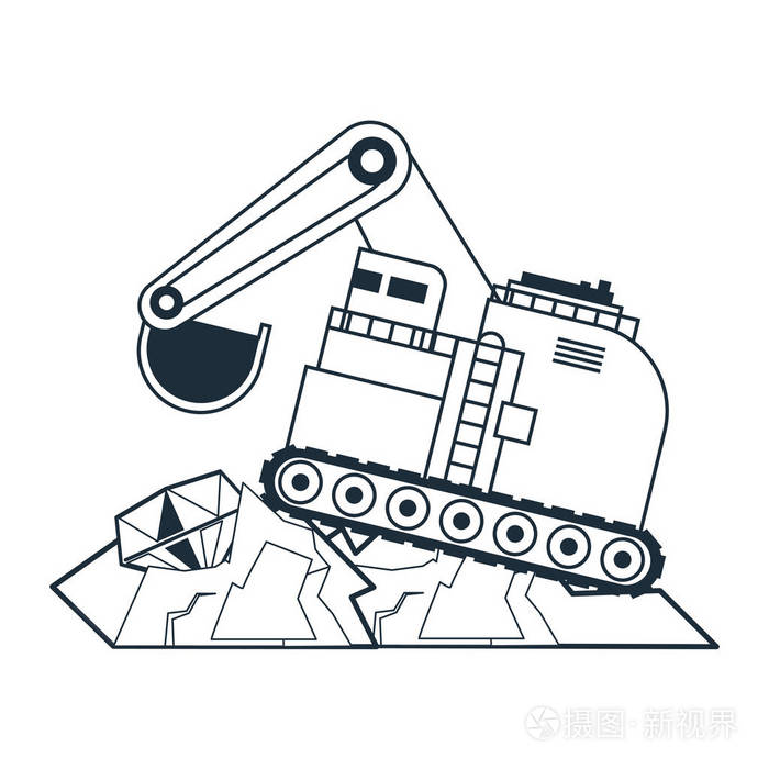 黑白挖掘工具和元素插画-正版商用图片15eugf-摄图新视界