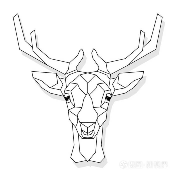 白色背景上分离的程式化鹿头矢量插图插画-正版商用图