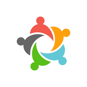 五个企业团队合作的人标志设计照片