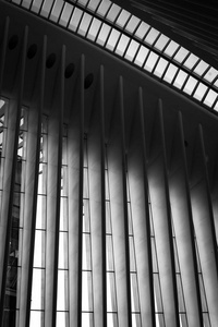  white architectural details of the Oculus, in Manhattan, New Yo