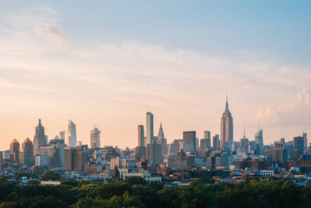 纽约曼哈顿日落中城景色