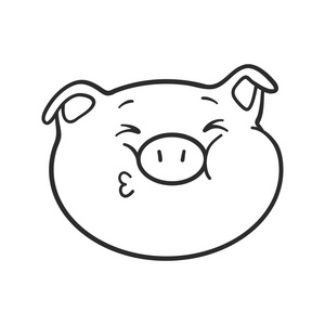 猪正在送一个吻。表情符号猪着色书