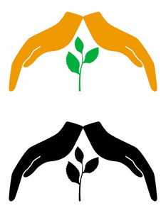 保护和热爱植物的概念白色背景上孤立的自然矢量插图