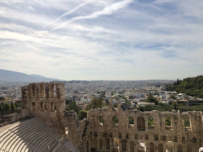 从雅典卫城顶部到雅典的景色