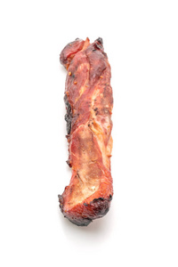 白色背景的红烧烤猪肉
