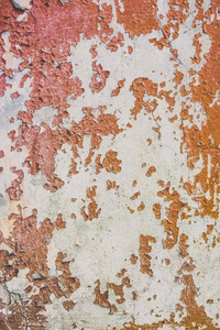 老墙纹理背景与裂缝和剥落油漆。