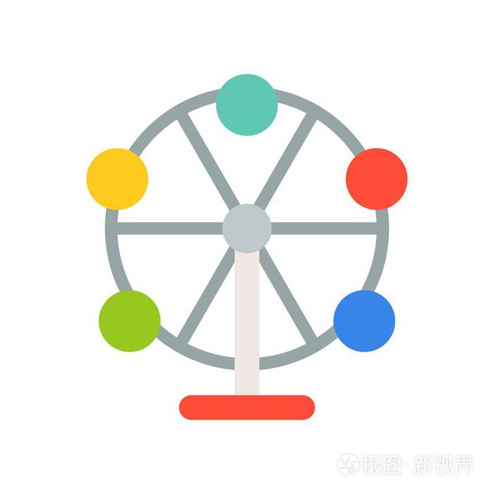 摩天轮矢量图标游乐园相关平面设计