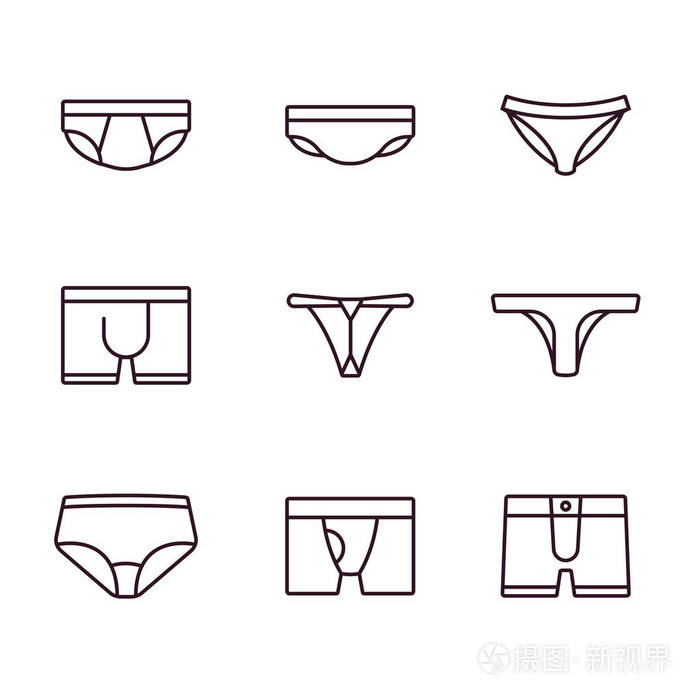 内衣内衣内衣裤内裤最小平线笔画图标象形文字符号插图