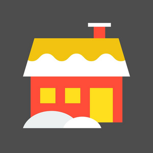 雪覆盖房屋矢量插图圣诞节概念简单图标