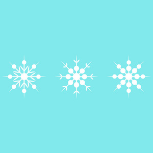 向量例证。一套冬天的雪花。白色雪花在蓝色背景被隔绝。圣诞套装