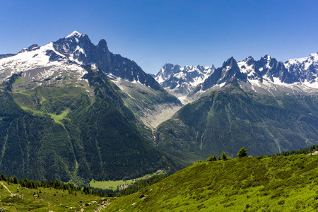 六月勃朗峰的高山峰。