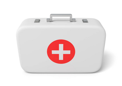 3d 渲染在白色背景上隔离的急救医疗箱