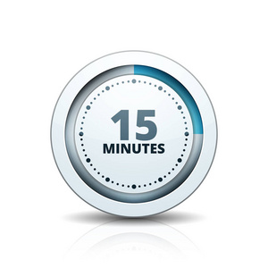 15分钟计时器图标隔离在白色背景,矢量,插图照片