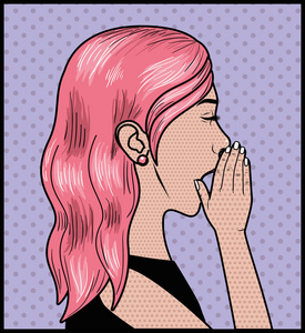 粉红色头发流行艺术风格的妇女