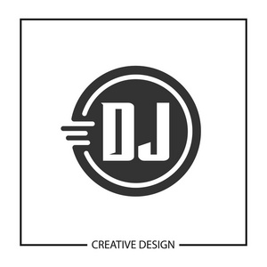 初始字母dj标志模板设计矢量图