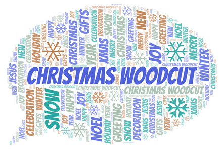 圣诞木刻字云。 WordCloud仅用文本制作。