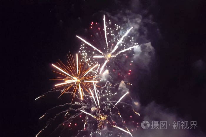 夜空中的节日敬礼烟火爆炸