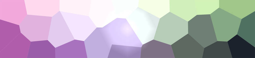 抽象紫色和绿色巨型六边形横幅背景插图