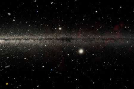 星系是太空中的银河系。 宇宙中计算机图形的表示。