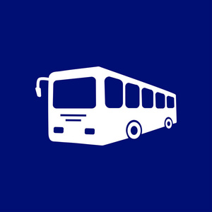 公共汽车标志图标。 公共交通标志。 平面设计风格。