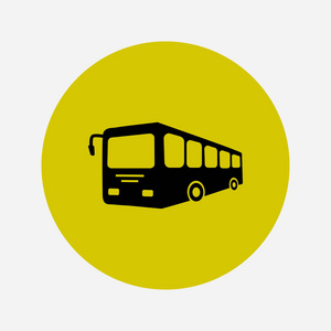 公共汽车标志图标。 公共交通标志。 平面设计风格。