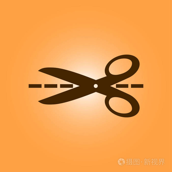 剪刀与切割线图标徽章切割的地方