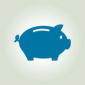 小猪银行图标。钱箱的象形文字。平面设计。