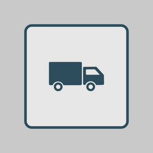 送货卡车标志图标。 货车标志。 装运和免费送货。 平的风格。 矢量。