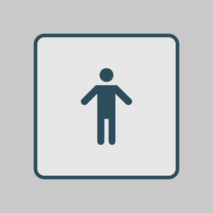 人类男性标志图标。 男厕所。 平的风格。 性别符号是用来表示生物性的象形文字。