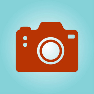 照片相机符号。 DSLR相机标志图标。 数码相机。 平面设计风格。