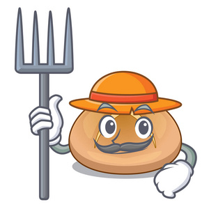 热十字面包切割卡通矢量插图插画