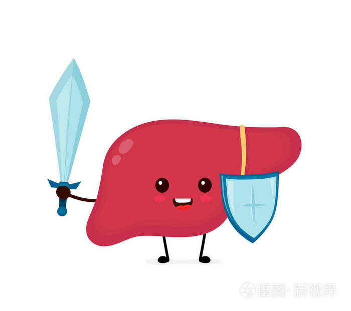 可爱的强的快乐微笑健康的肝脏