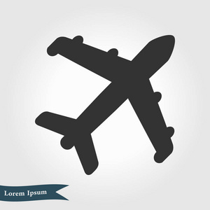 平面图标。 旅行符号。 飞机从底部的标志。