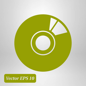 CD或DVD图标。 光盘Simbol。 平面设计风格。