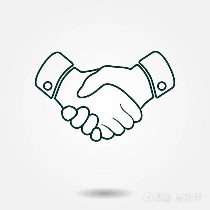 握手标志图标成功的商业象征平面设计风格