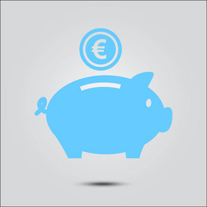 储蓄罐图标钱箱的象形文字平面设计