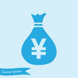 日元日元日元汇率泡沫符号。 平面设计风格。