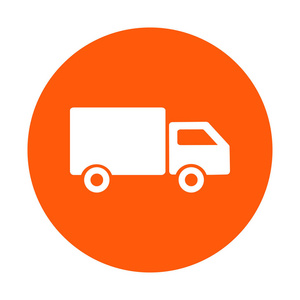 送货卡车标志图标。 货车标志。 装运和免费送货。 平的风格。 矢量。