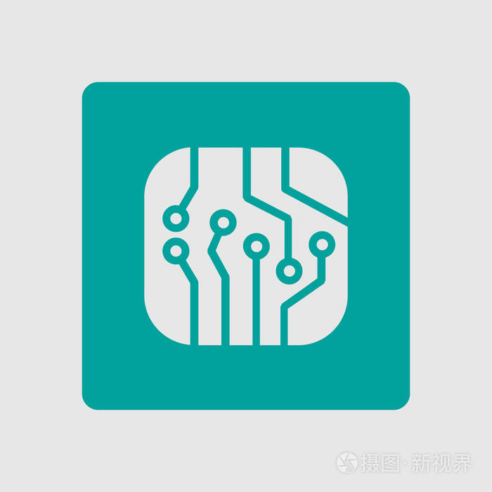 电路板图标. 技术方案平方符号. 平面设计风格.插画-正版商用图片15gs