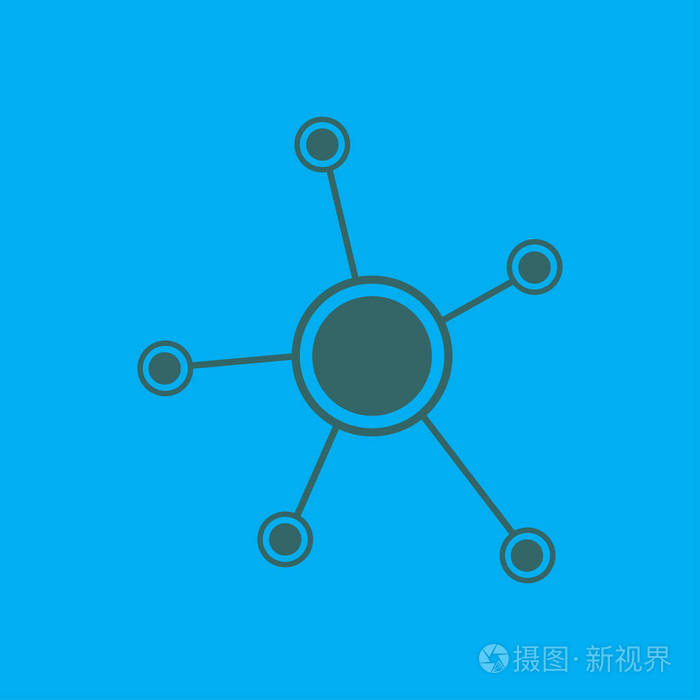 社交网络单一图标。 全球技术。 企业中的社会联系网络。