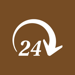 开放时间图标每天24小时开放图标. 徽章时钟工作时间.照片