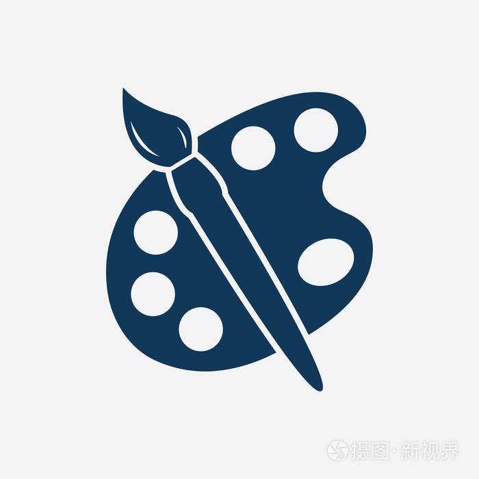 油漆刷与调色板图标平面设计风格