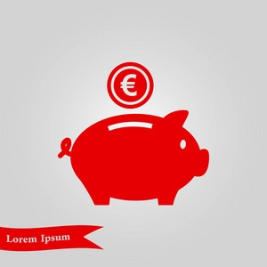 储蓄罐图标钱箱的象形文字平面设计