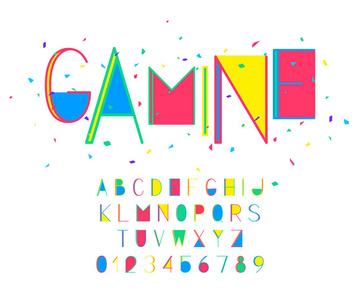 gamine 字体和字母表矢量数字和字母的明亮设计