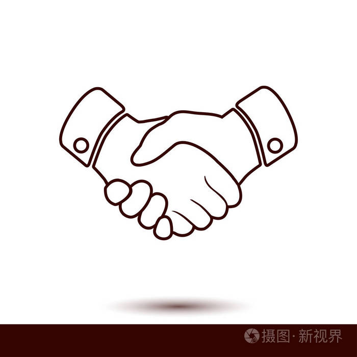 握手标志图标. 成功的商业象征. 平面设计风格.