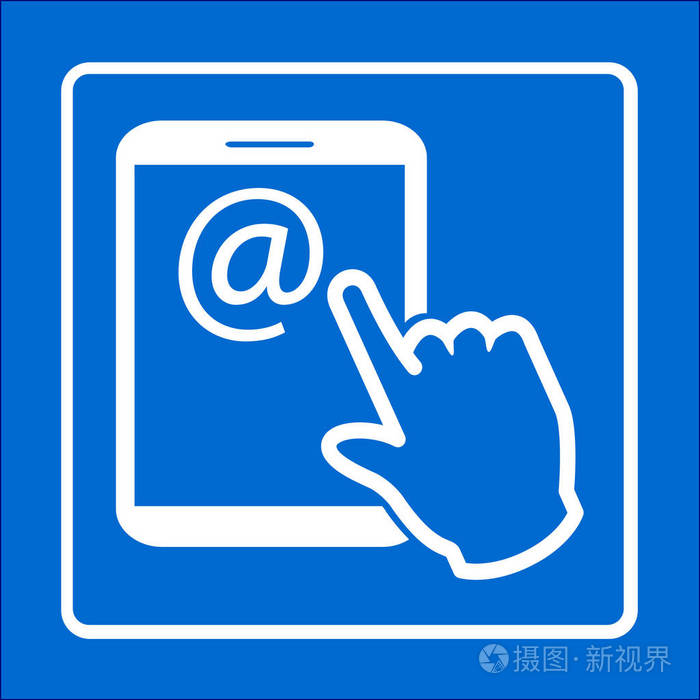 触摸屏平板电脑标志图标. 指针符号. 屏幕平板电脑上的邮件.插画-正版