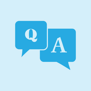 speech bubbles with question and answer.照片