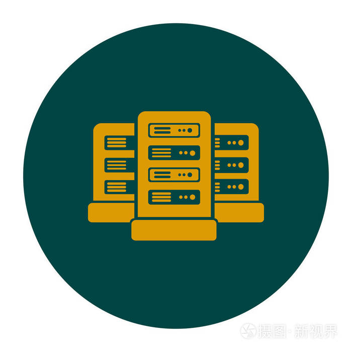 数据中心图标中的网络服务器平面设计风格
