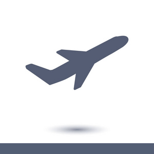 飞机机票航空旅行起飞剪影元素。 平面符号。 旅游图标。 平面设计。