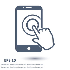触摸屏智能手机标志图标。 指针符号。 平面设计风格。 矢量EPS10。